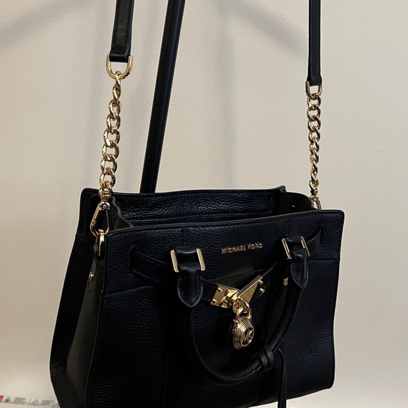 Michael Kors Black Shoulder Bag with Gold Accents / like new - Picture 3 of 11